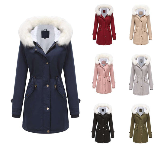 Women's Fashion Detachable Fur Collar Cotton Coat Velvet Coat Cotton-padded Jacket - globaltradeleader