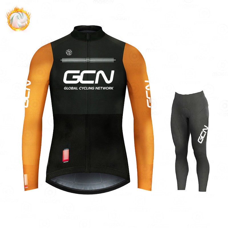 GCN Fleece Long Sleeve Cycling Jersey Cycling Jersey Running MTB Winter New Series