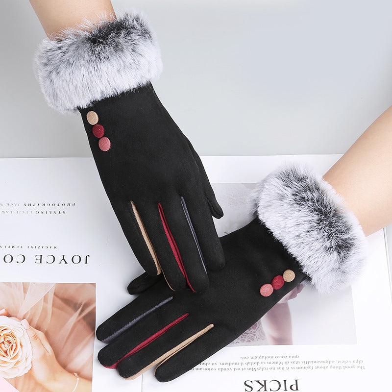 Women's Winter Thick Suede Touch Screen Warm Gloves - globaltradeleader