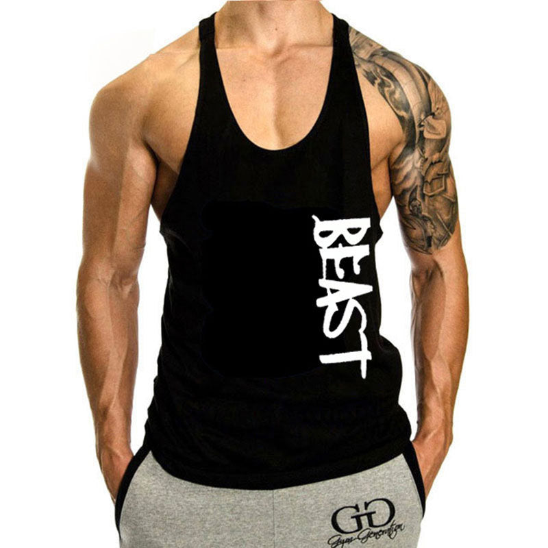 Muscle Gym Loose Leisure Sports Vest Men's I-shaped Breathable Sleeveless T-shirt - globaltradeleader