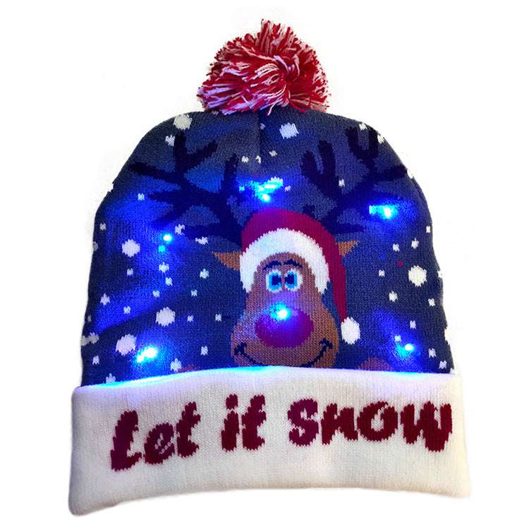 LED Christmas Hat Sweater Knitted Beanie Christmas Light Up Knitted Hat Christmas Gift Adult Kids Xmas 2022 New Year Decorations