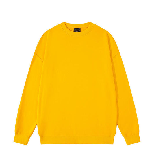 Men's Solid Color Pullover Sweatshirt Loose Round-neck Top Couple College Style Solid Color Clothes - globaltradeleader