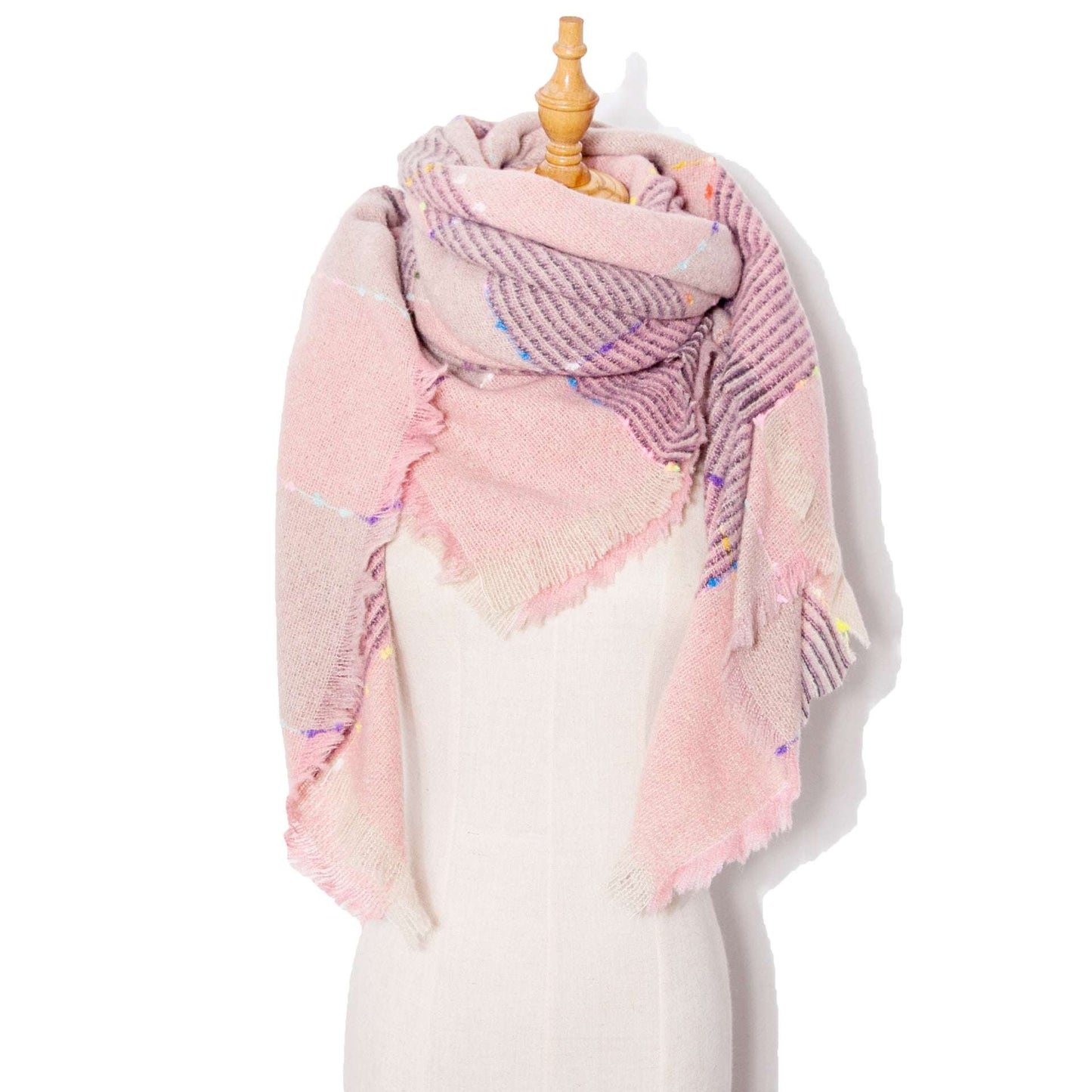 Autumn And Winter Ribbon Large Plaid Triangle Scarf Women's Shawl