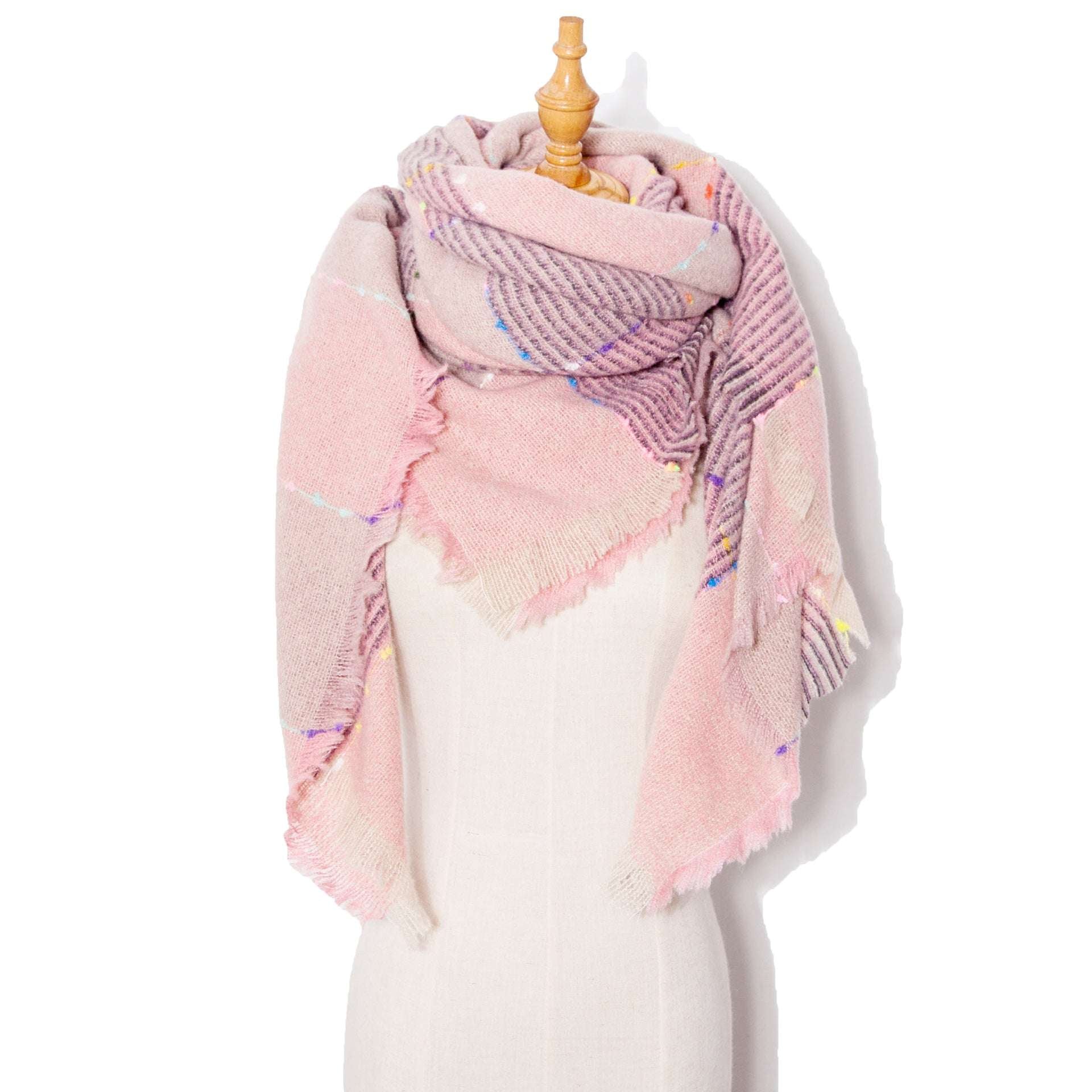 Autumn And Winter Ribbon Large Plaid Triangle Scarf Women's Shawl