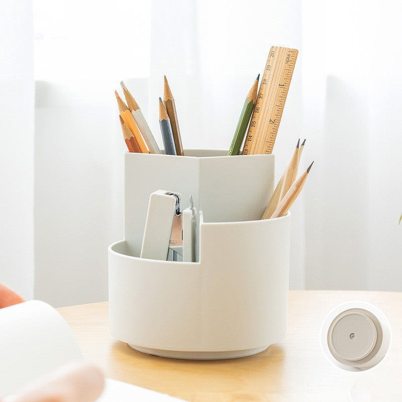 Multi-functional Round Pencil Holder Japanese Office Rotating Storage Box