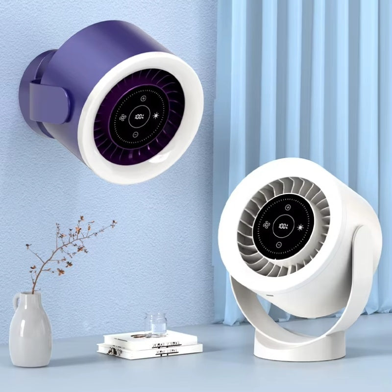 Desktop Adjustable Fan Light Rechargeable Wall Mount Table Fan Light Led Display Air Circulation Cooling USB Table Fan Light - globaltradeleader