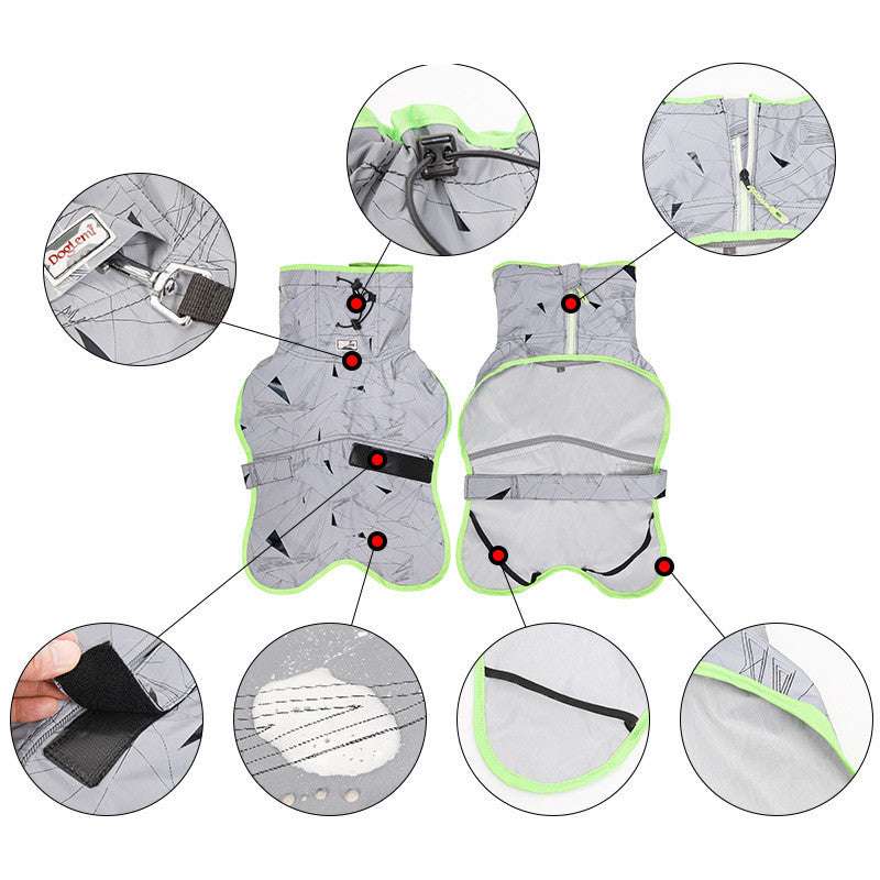 Dog Clothes Reflective Cloak Medium And Large Windproof Outdoor Jacket