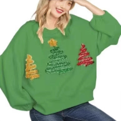 Women's Christmas Tree Casual Pullover Long Sleeve Sweater - globaltradeleader
