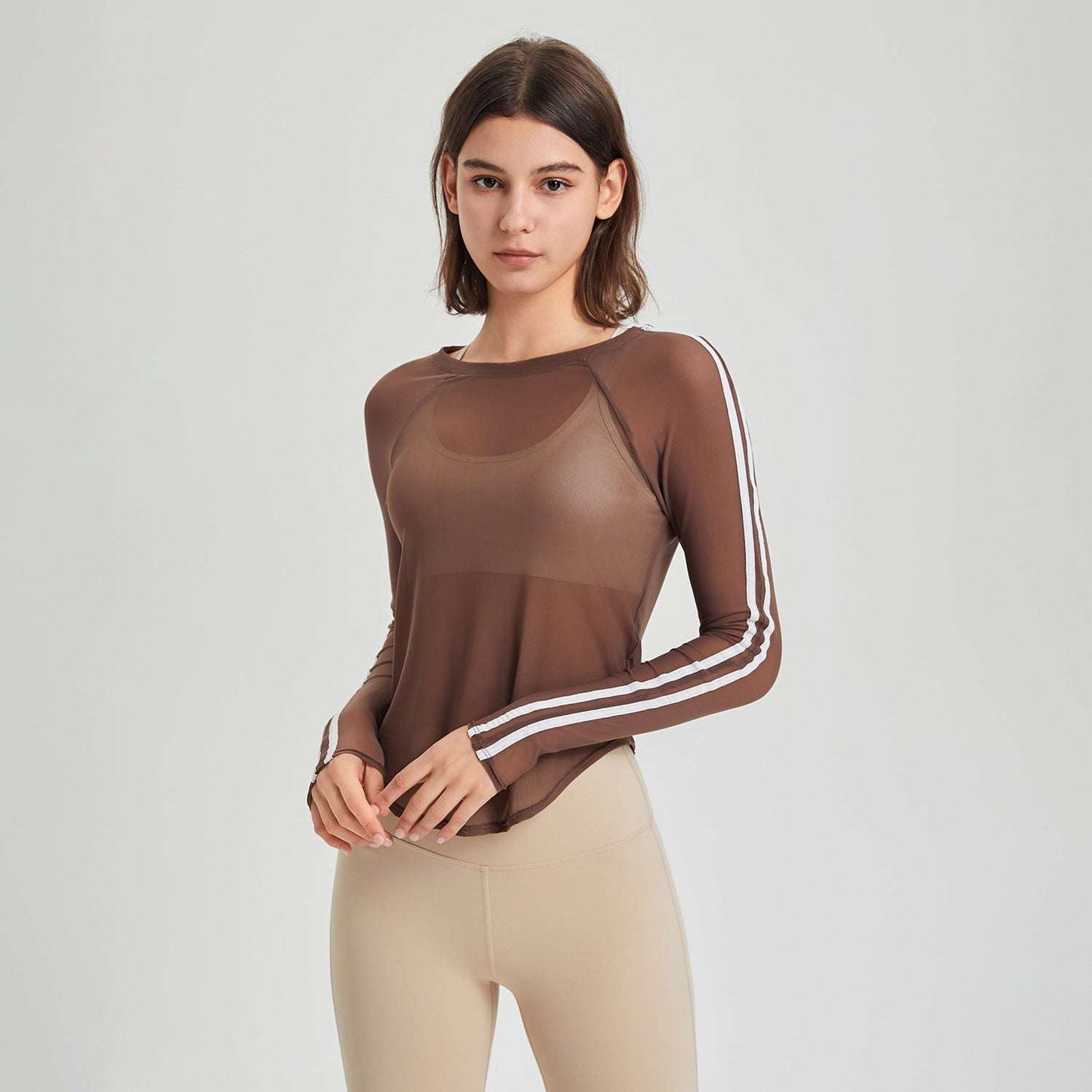 Sports T-shirt Mesh Quick-drying Long Sleeve Slim Fit Breathable Running Fitness Top Yoga Clothes Blouse - globaltradeleader