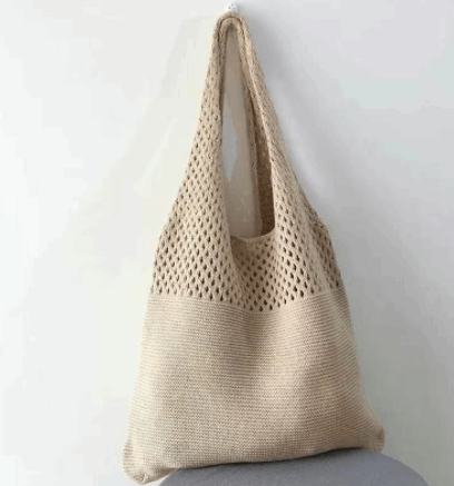 Simple Vintage Cutout Knit Tote Bag
