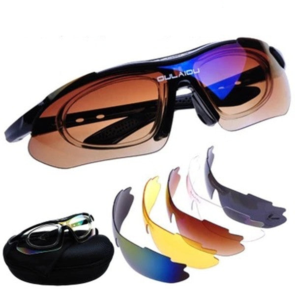 5pc Bicycle Riding Glasses Outdoor Sports Sunglasses With Myopia Frame