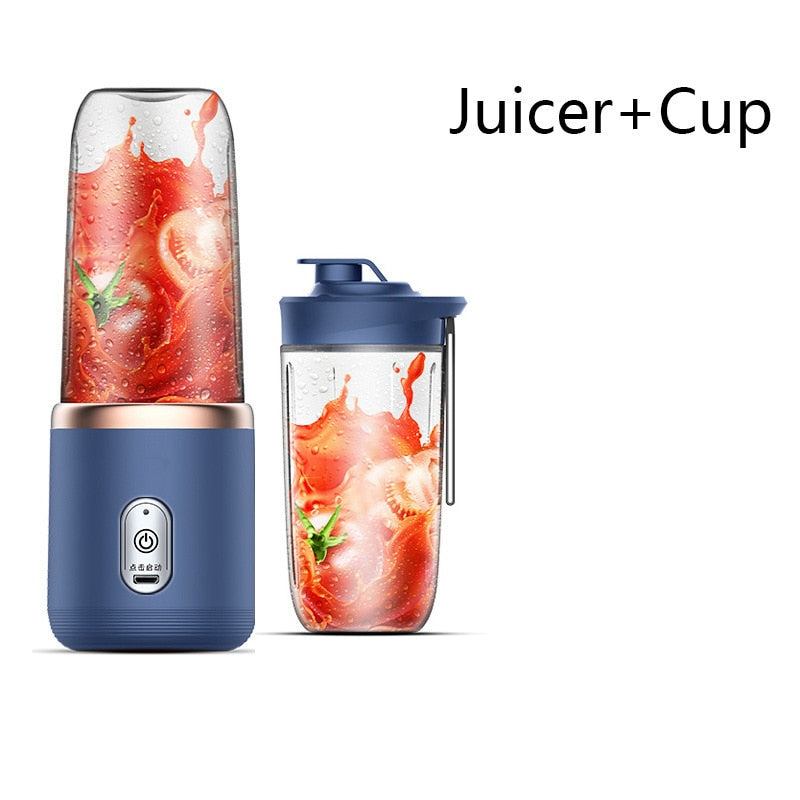 6 Blades Portable Juicer Small Electric Juicer Fruit Automatic Smoothie Blender Kitchen Tool Food Processor