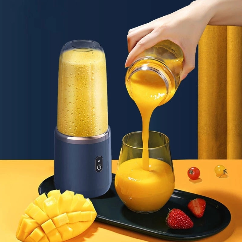 6 Blades Portable Juicer Small Electric Juicer Fruit Automatic Smoothie Blender Kitchen Tool Food Processor