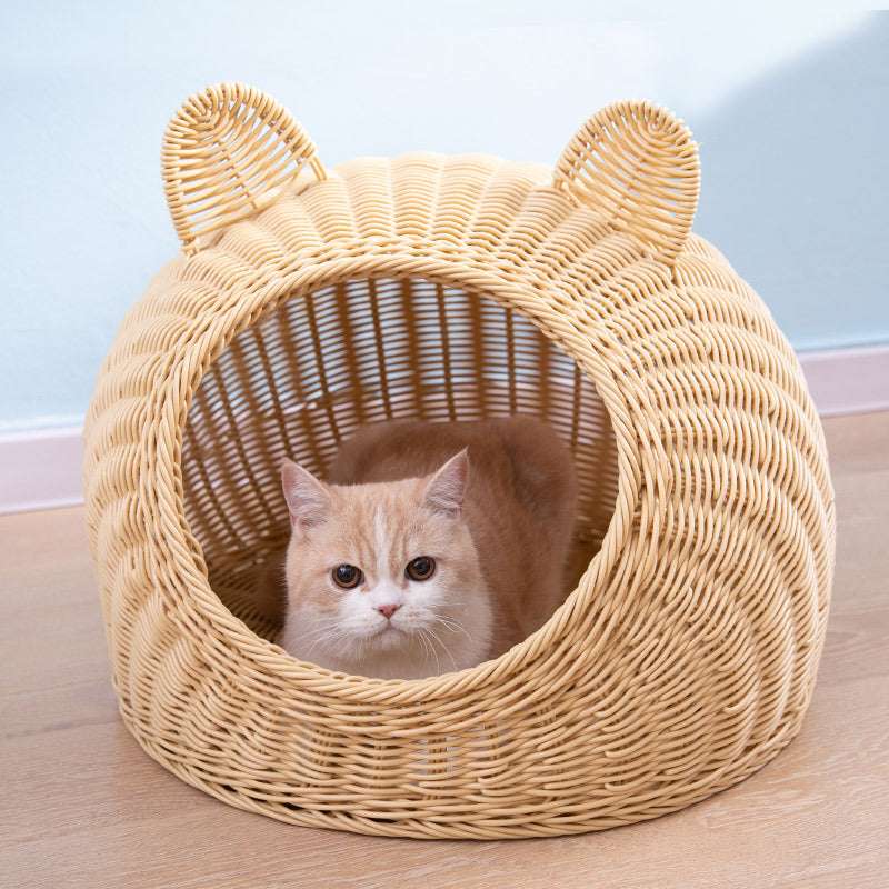 Semi-enclosed Pet Shelter Hand-knitted Cat House