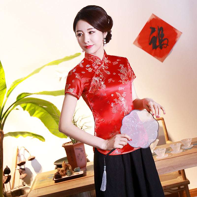 Improved Cheongsam Top Brocade Slim Retro Women