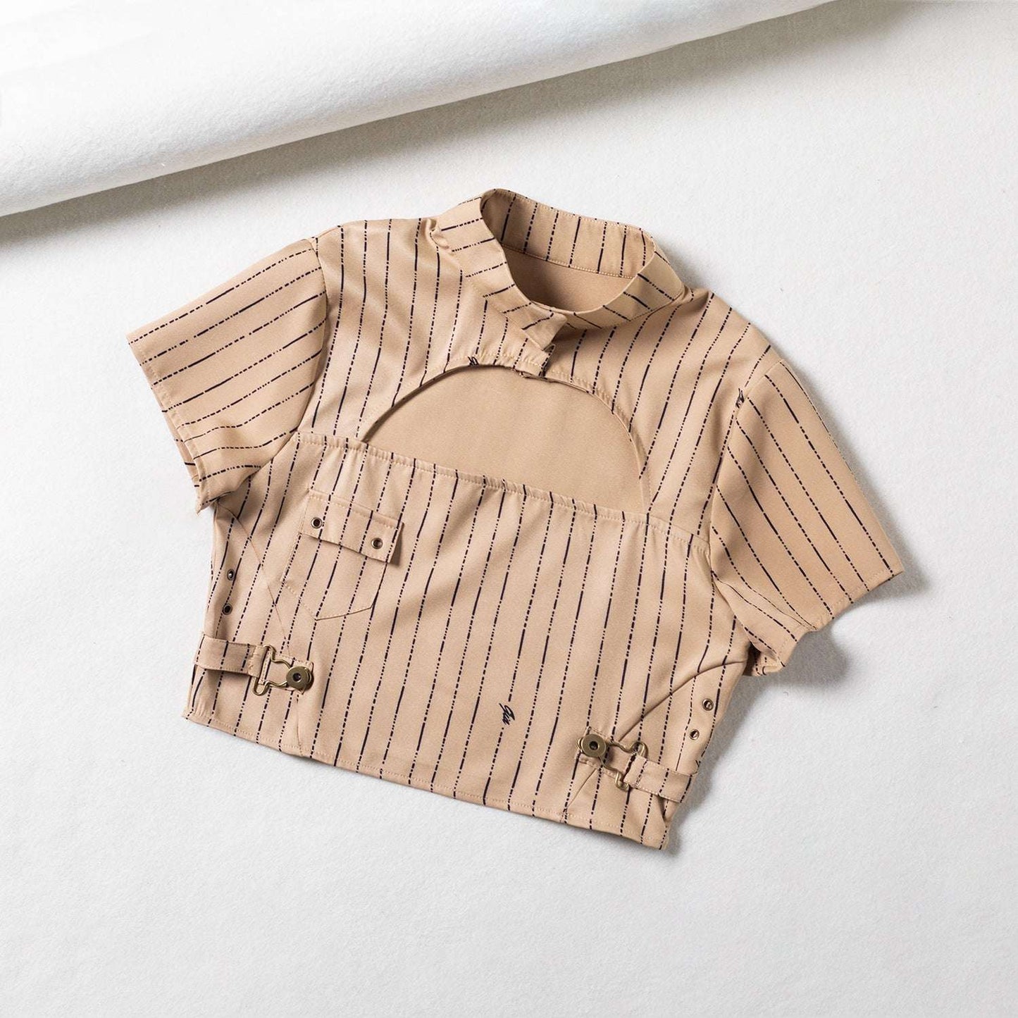 Two-piece Sexy Cut-out Top with Hollow Cheongsam Collar Skirt