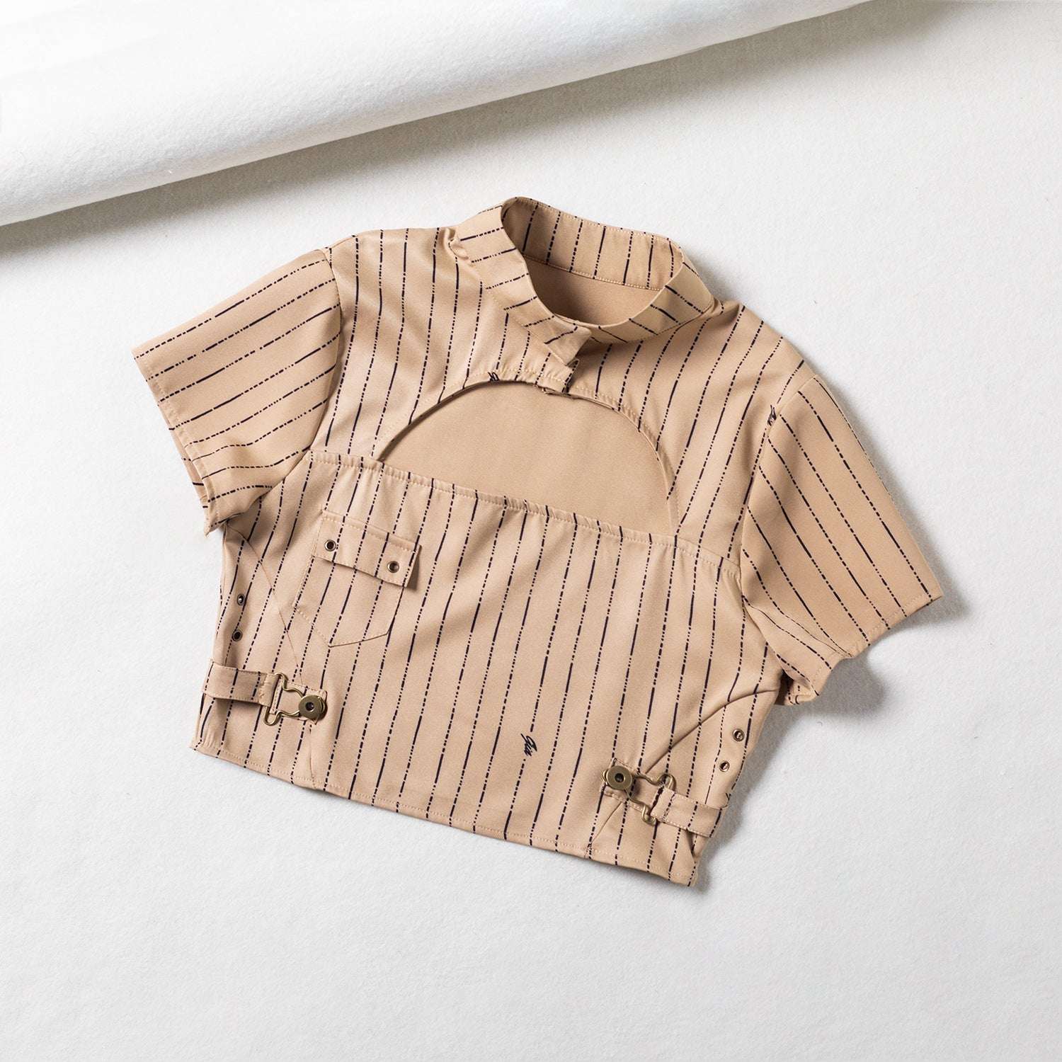 Two-piece Sexy Cut-out Top with Hollow Cheongsam Collar Skirt