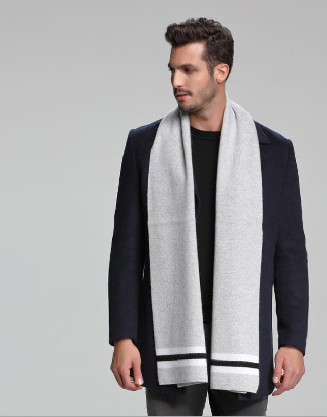 autumn and winter new men's scarf cashmere tide men's business casual thick warm scarf long double-sided - globaltradeleader