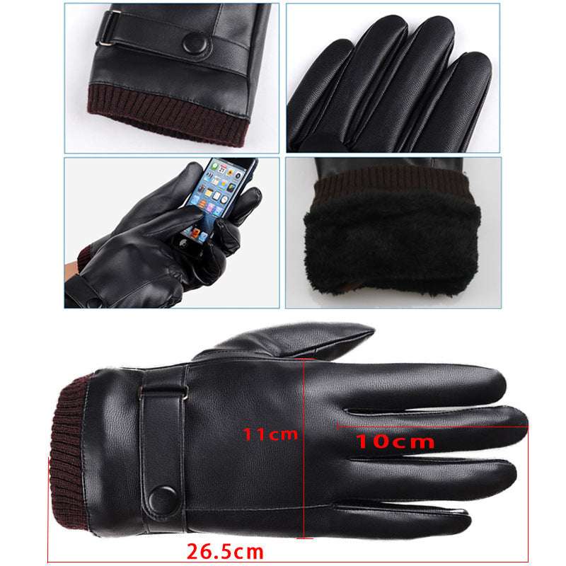 Men's Winter Riding Fleece Padded PU Gloves - globaltradeleader