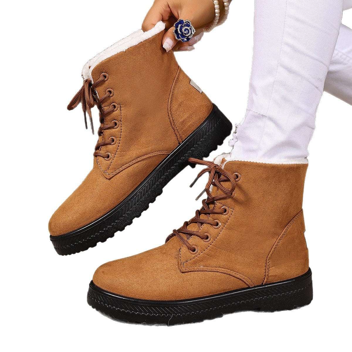 Women's Fashionable Waterproof High-top Cotton-padded Snow Boots - globaltradeleader