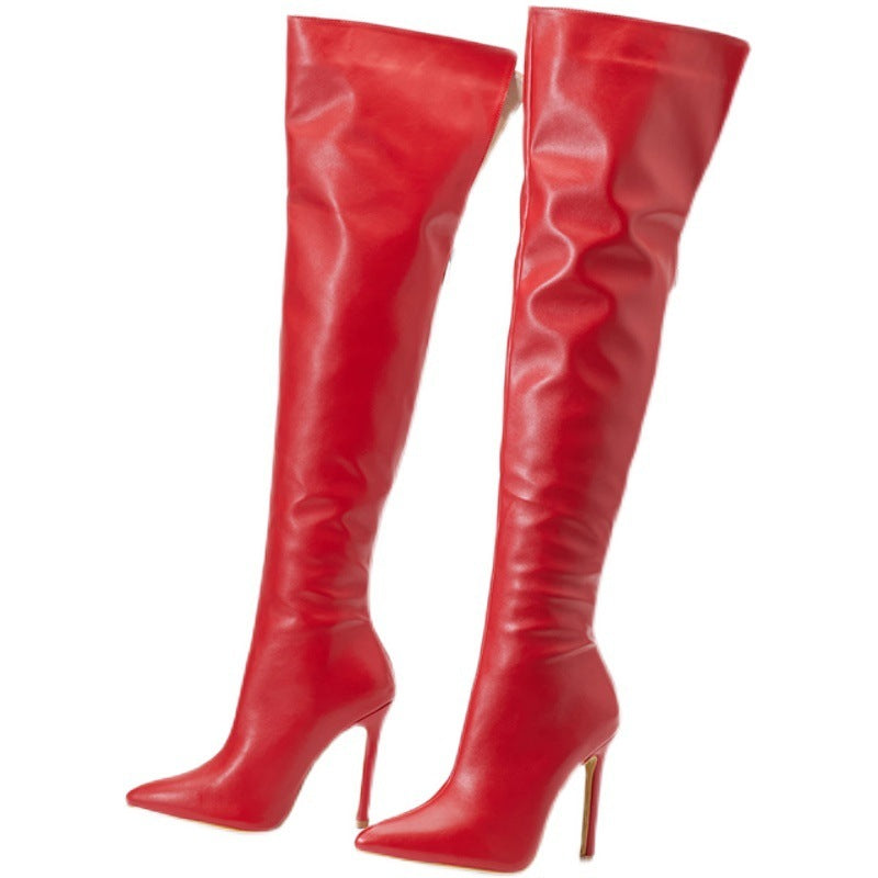 Women's Pointed Toe Stiletto Heel Over-the-knee Back Zipper Boots - globaltradeleader