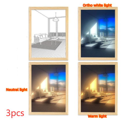 LED Decorative Light Painting Bedside Picture Style Creative Modern Simulate Sunshine Drawing Night Light Gift