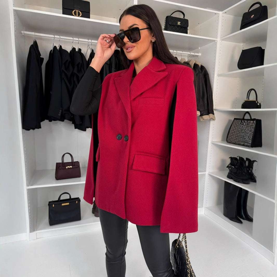 Fashion Solid Color Loose Shawl Coat - globaltradeleader