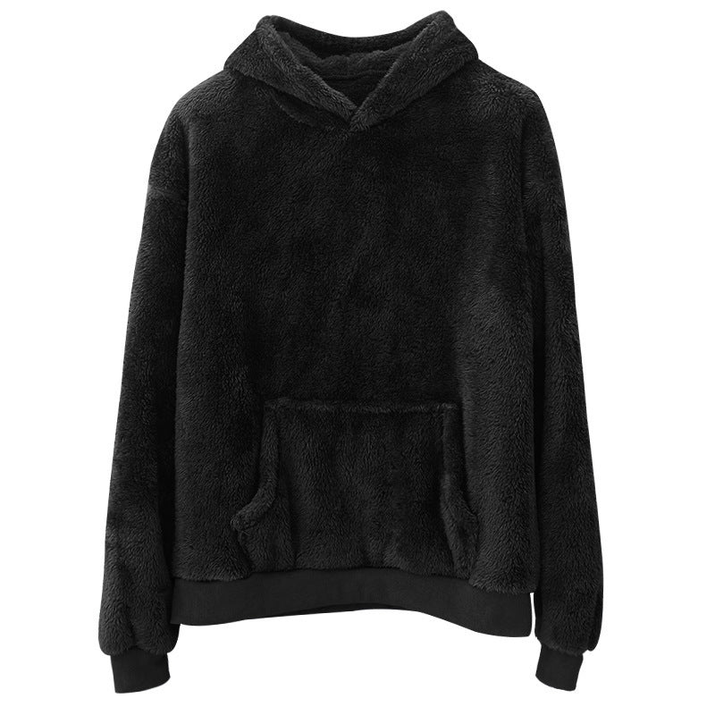 Double-sided Velvet Hooded Sweater Men's Plush Sweatshirt With Pockets - globaltradeleader