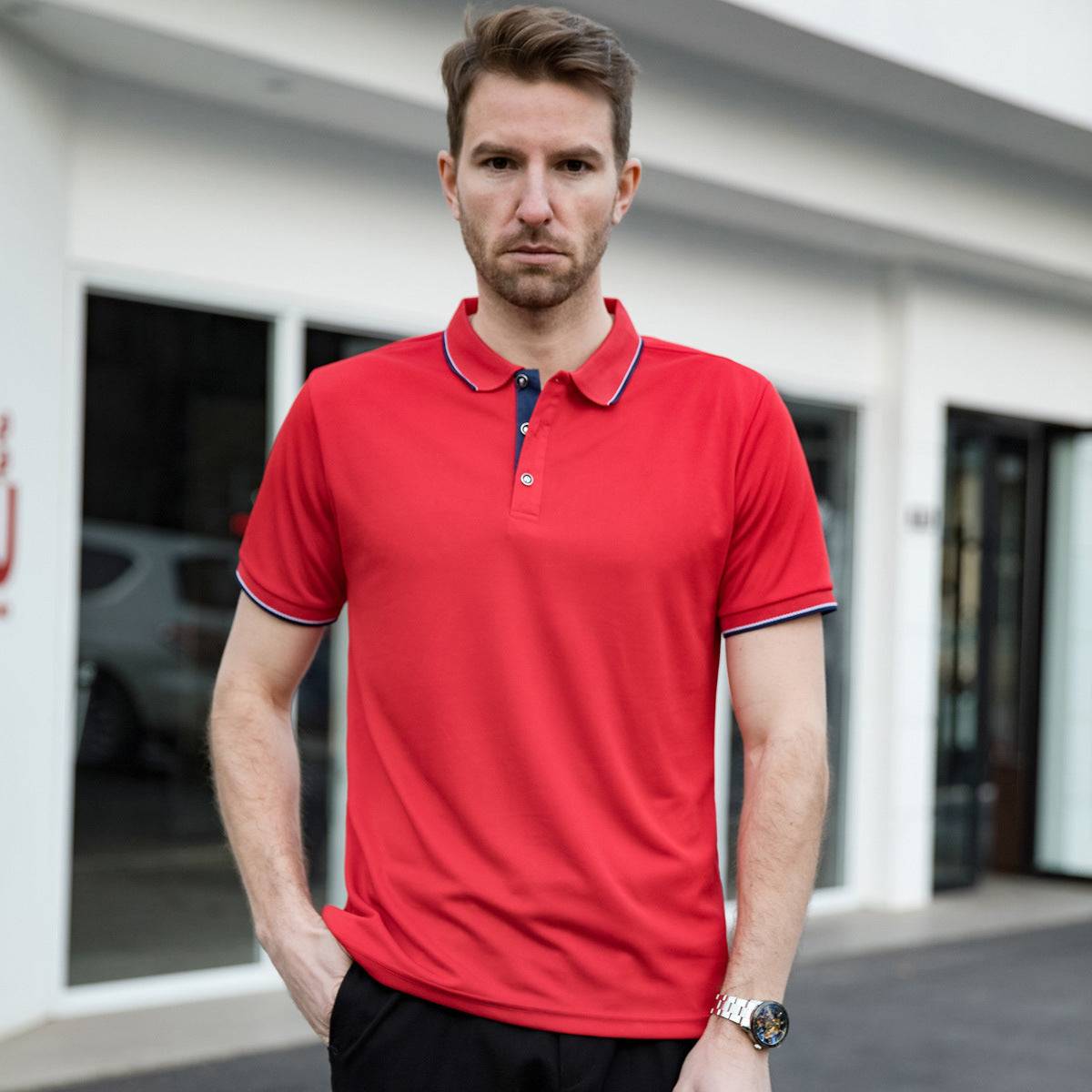 Polo Shirt Men's Thin Lapels Short Sleeve Shirt T-shirt - globaltradeleader