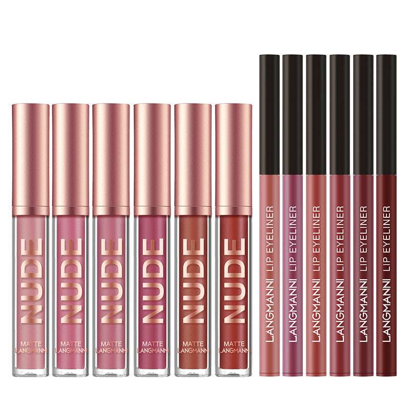 Lip Liner And Lipstick Makeup 12 Pcs Set 6 Matte Lipstick 6 Lip