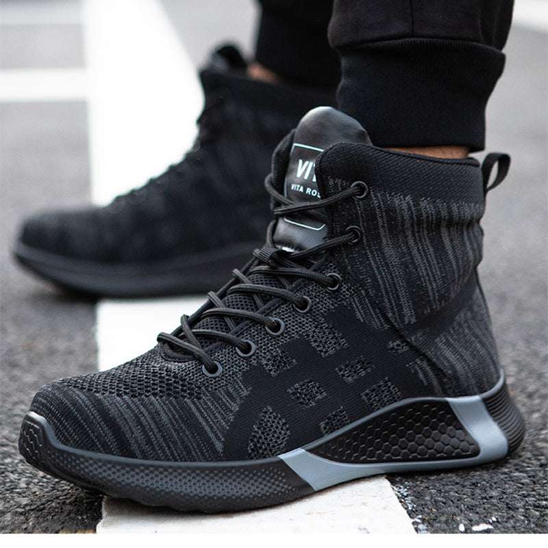 Winter Plush Boots Men Labor Protection Anti-smash Anti-puncture Work Shoes Warm Thickened Breathable Lace-up Safety Shoes - globaltradeleader