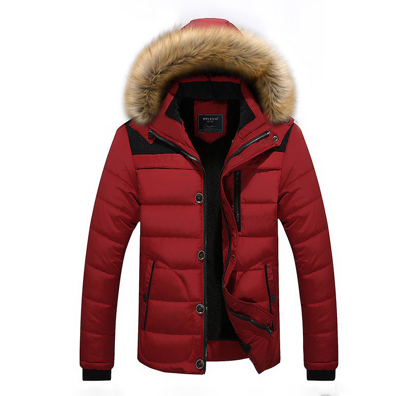 Men's Fur Hooded Coat Winter Thick Fleece Jacket Cotton Clothing - globaltradeleader