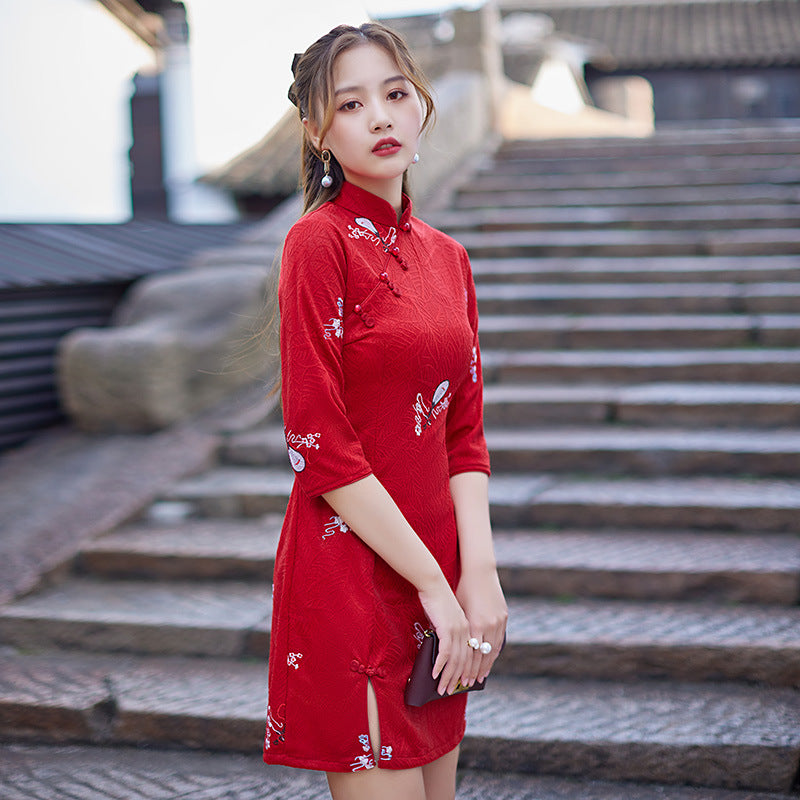 Women's Improved Young Chinese Style Autumn And Winter Dress