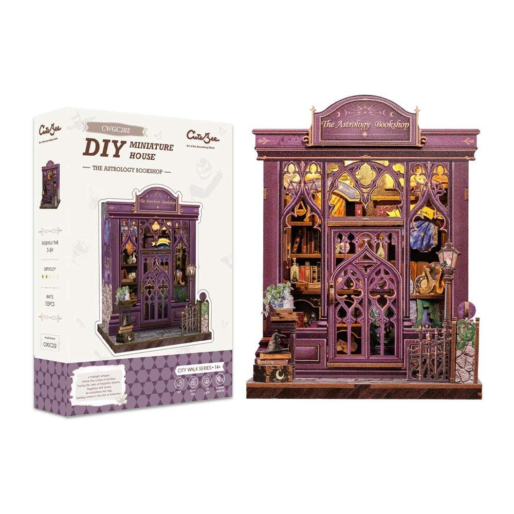 Diy Cottage Hand-assembled Book Stand Model Building Blocks Ornaments