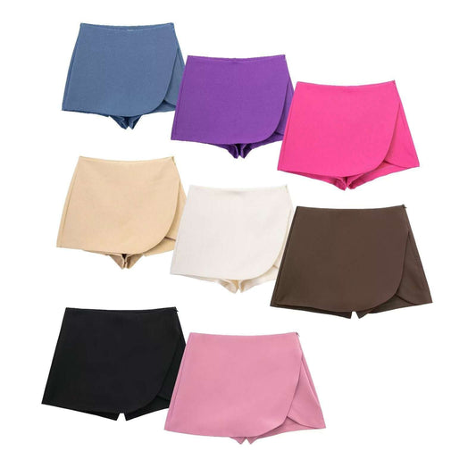 Women's High Waist Asymmetric Short Pantskirt - globaltradeleader