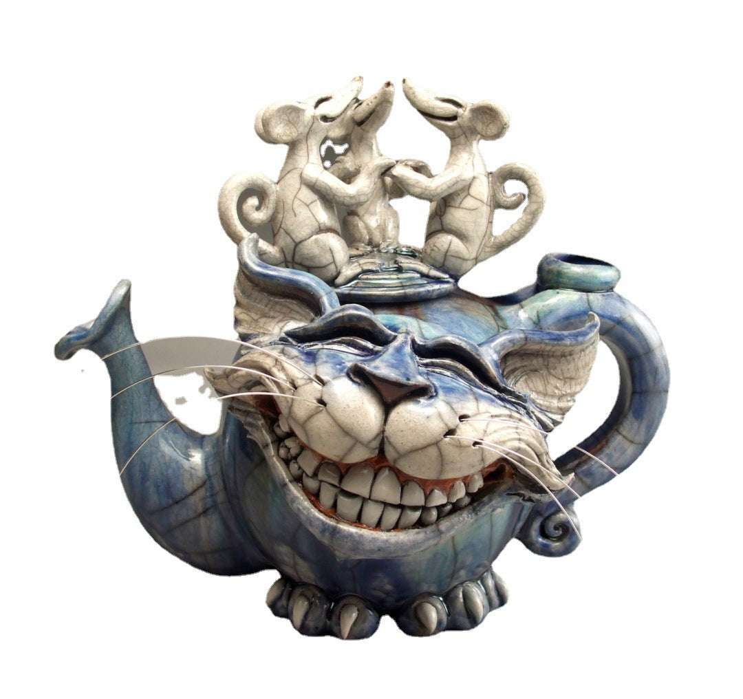 Handmade Art Cat Teapot Devil Cat Resin Craft Ornament