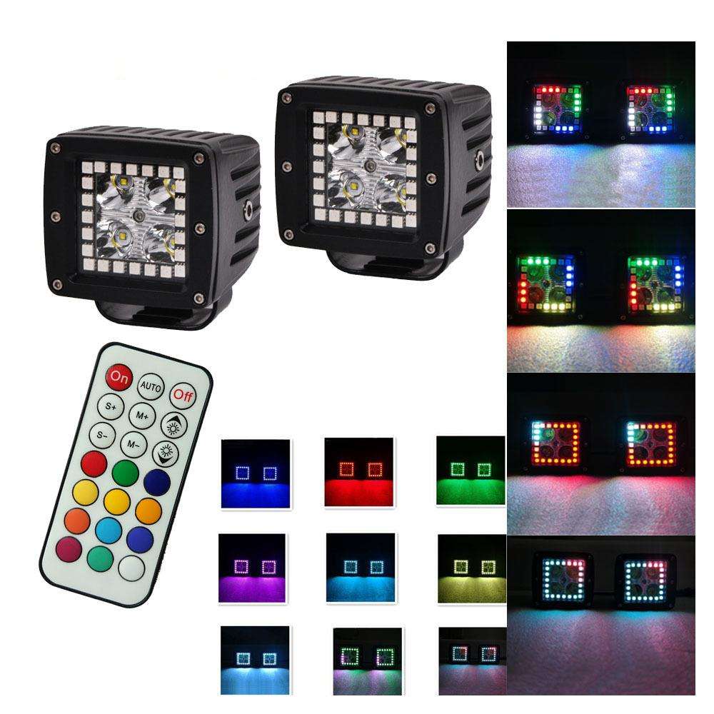 CREE LED RGB 20W Work Light With Angel Eyes Symphony Water Marquee