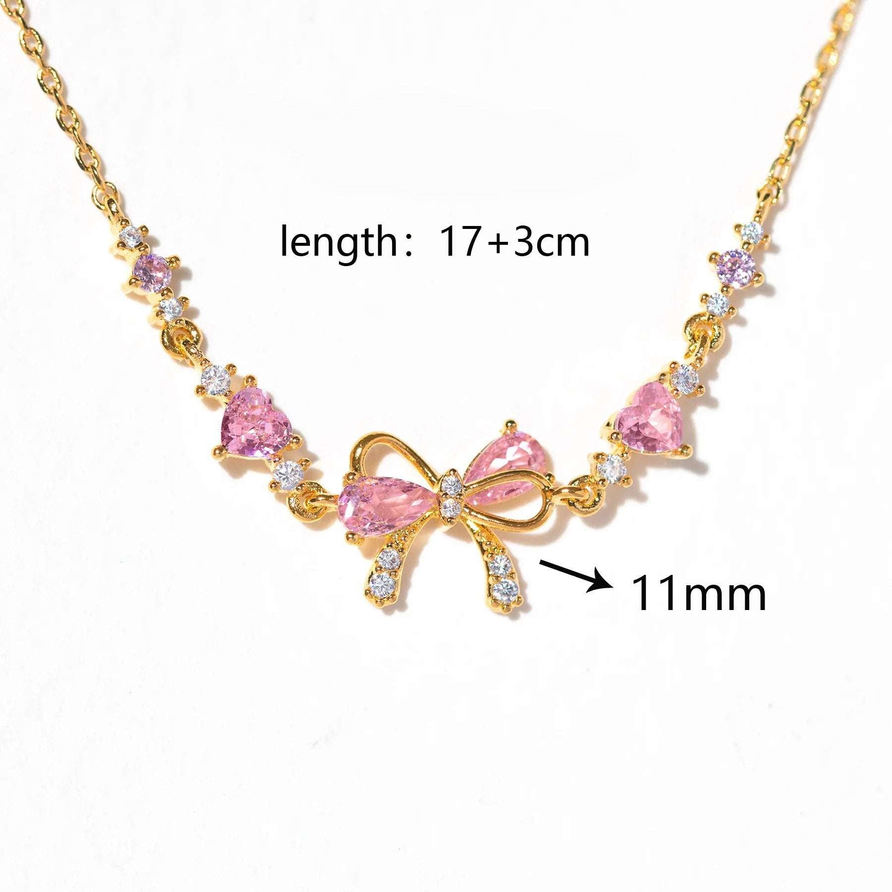 Sweet Bow Heart Rhinestone Bracelet Y2K Ins Fashion Chain Bracelet Valentine's Day - globaltradeleader