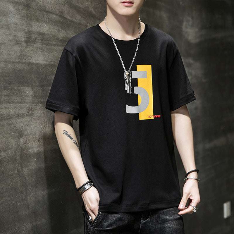 Letter printed men's short sleeve T-shirt - globaltradeleader