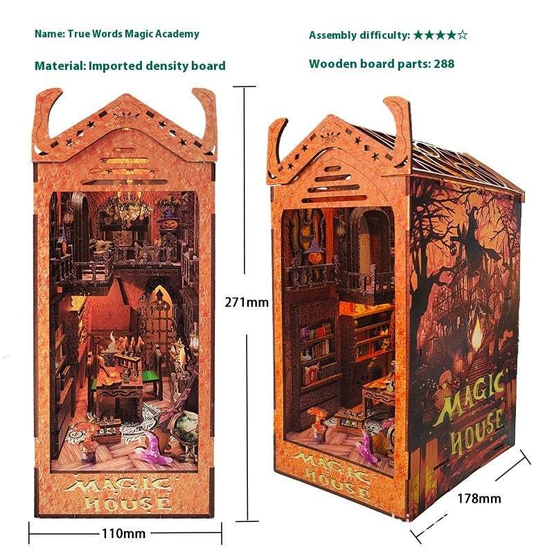 Creative Bookend Wooden Assembled Model Diy Scene Cottage - globaltradeleader