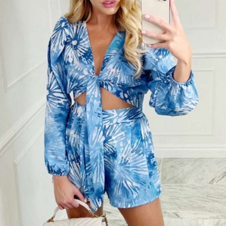 Printed Long-sleeved Shirt Shorts - globaltradeleader