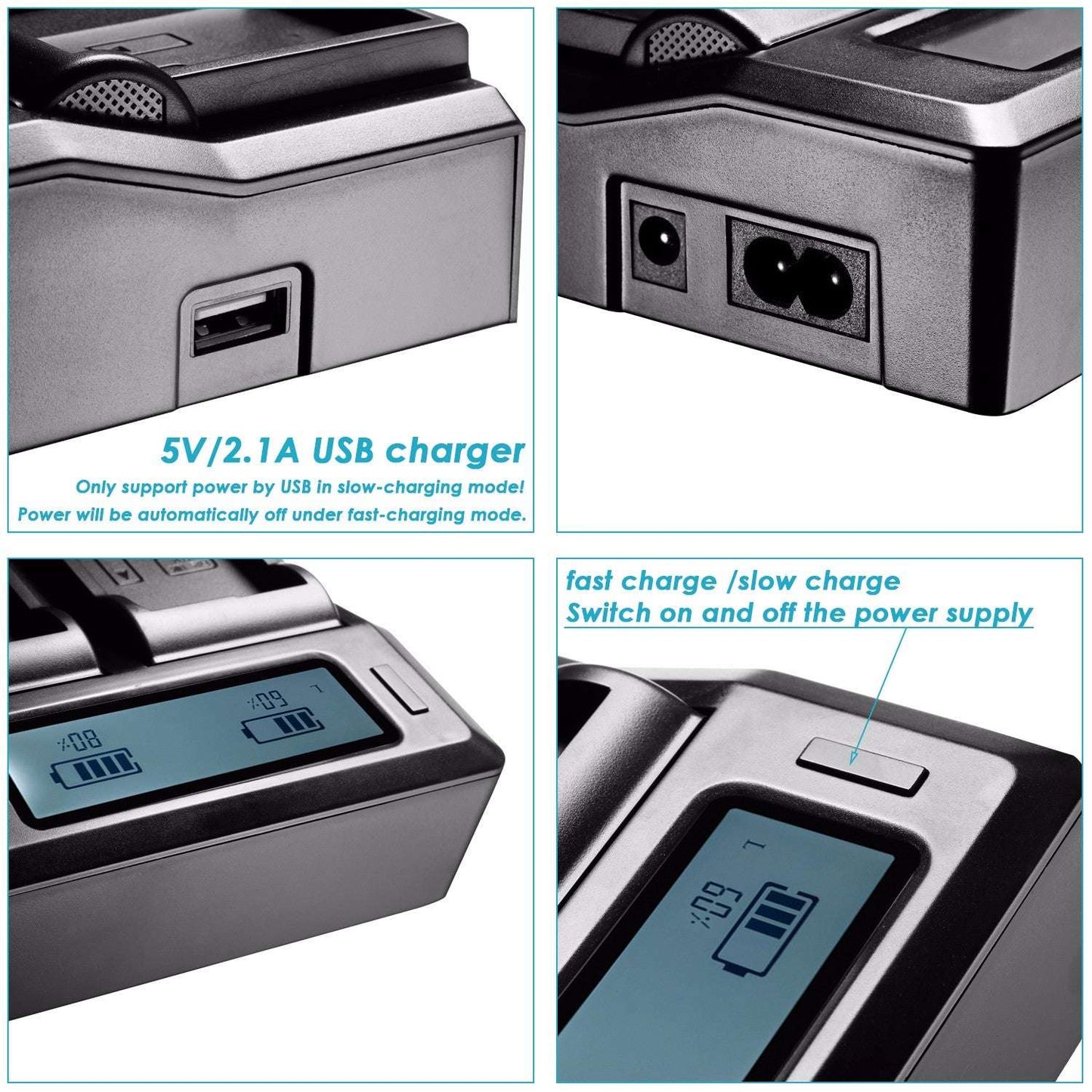 Neewer Dual LCD Battery Charger forLP-E6 Batteries