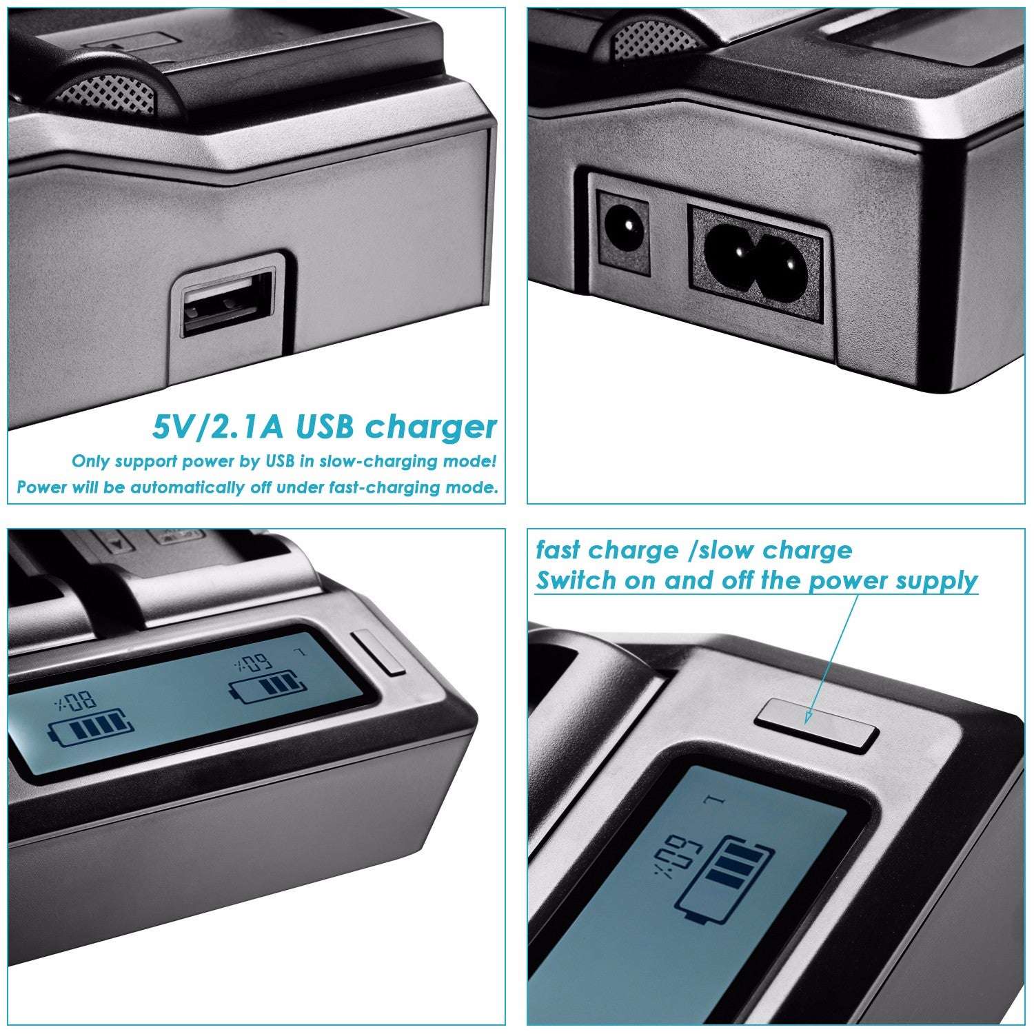 Neewer Dual LCD Battery Charger forLP-E6 Batteries