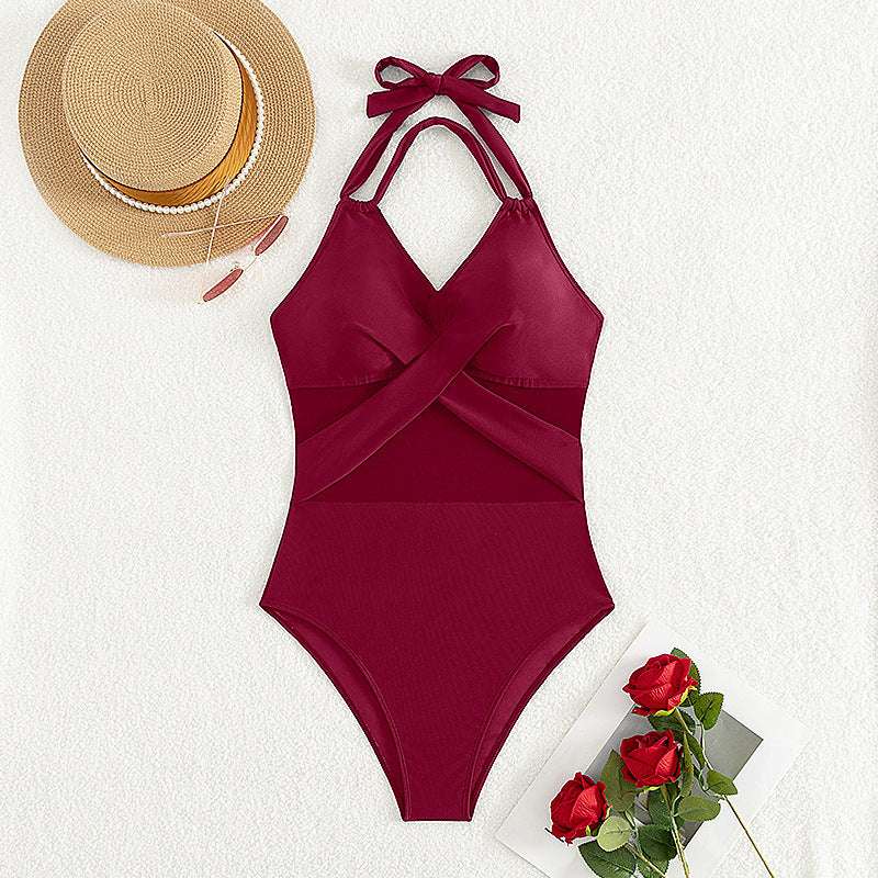 New Fashion One-piece Swimsuit Solid Color - globaltradeleader