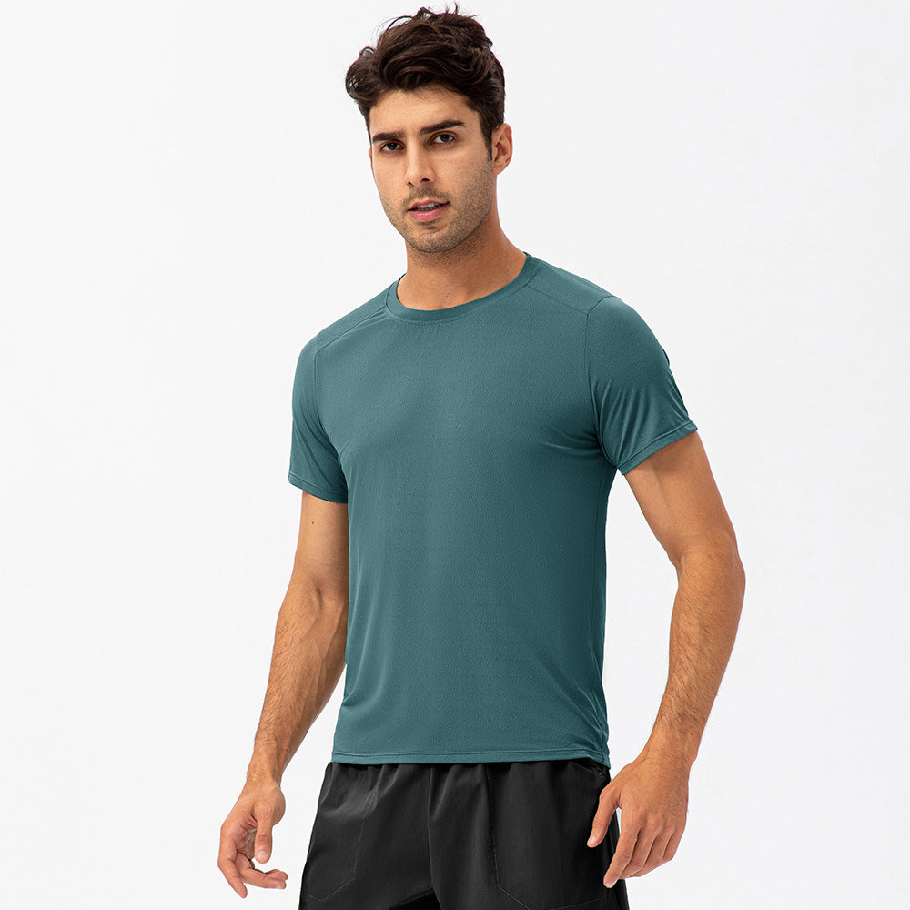 Men's Loose Running Quick Drying Clothes Round Neck T-shirt Sweat-absorbent Breathable Fitness Sports Casual Short Sleeve Clothes - globaltradeleader