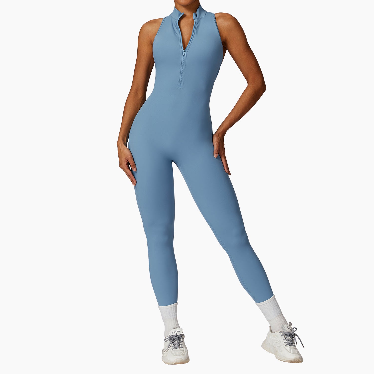 Quick-drying Zipper Yoga Jumpsuit Fitness Training Sports Tights - globaltradeleader
