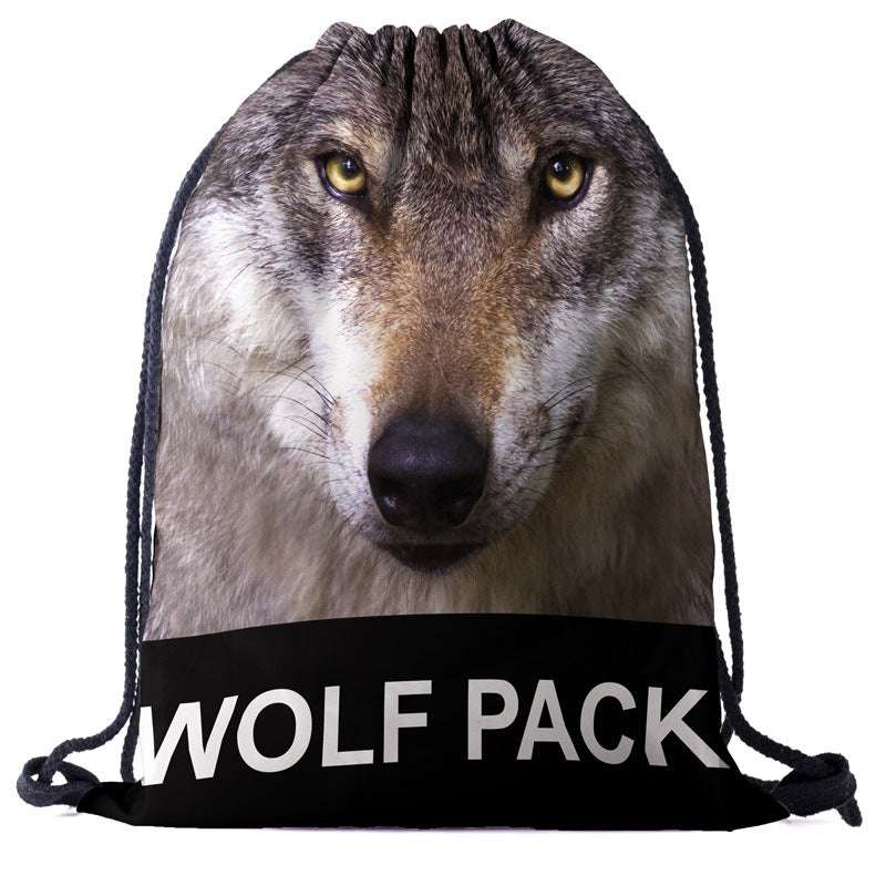Drawstring Pocket 3d Digital Printed Animal Drawstring Bag Storage Drawstring Bag