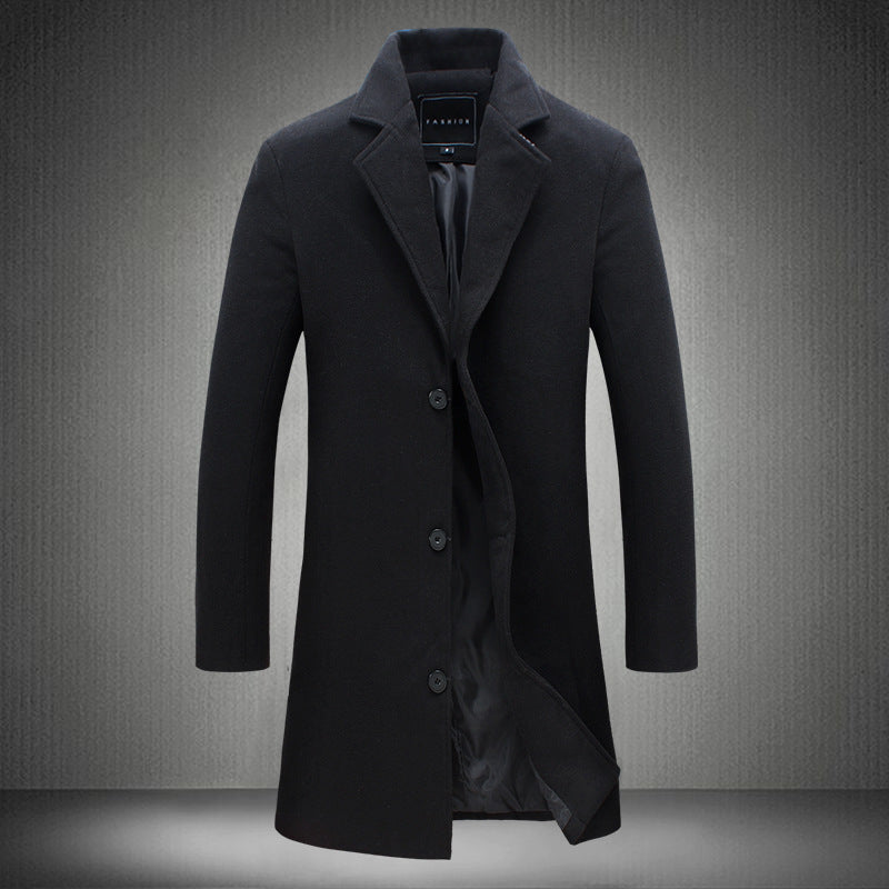 Autumn And Winter New Mens Solid Color Casual Business Woolen Coats - globaltradeleader