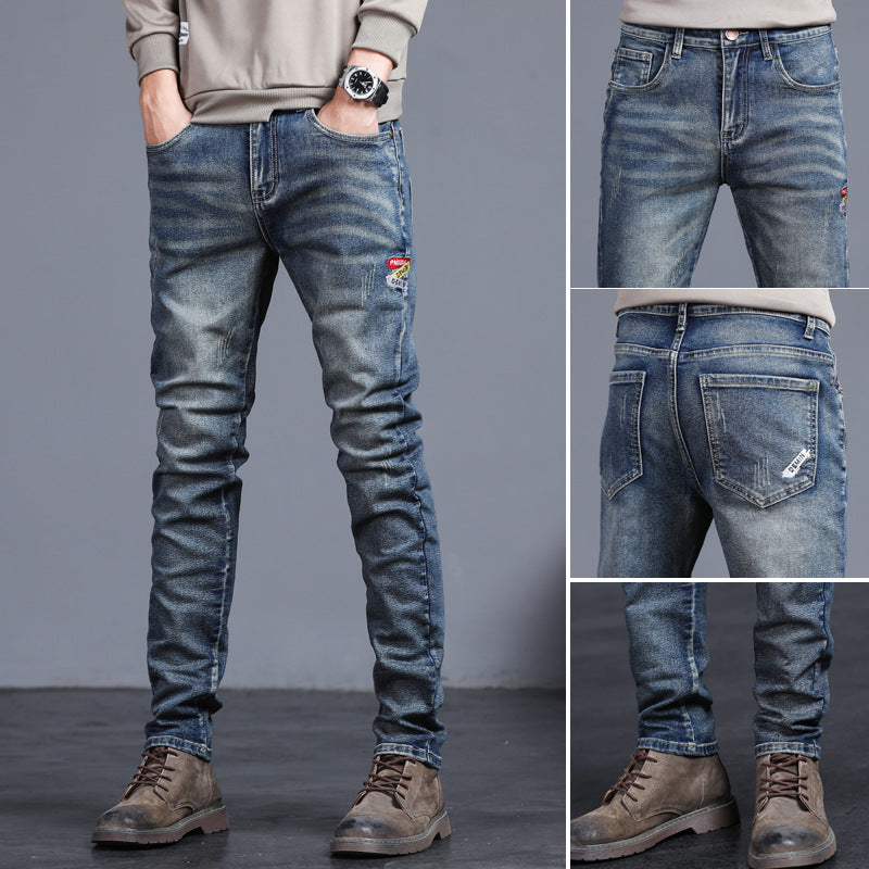 Youth Retro Embroidered Denim Pants