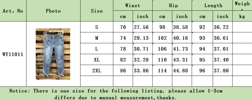 European And American Women's Clothing Fashion Irregular Denim Skinny Pants